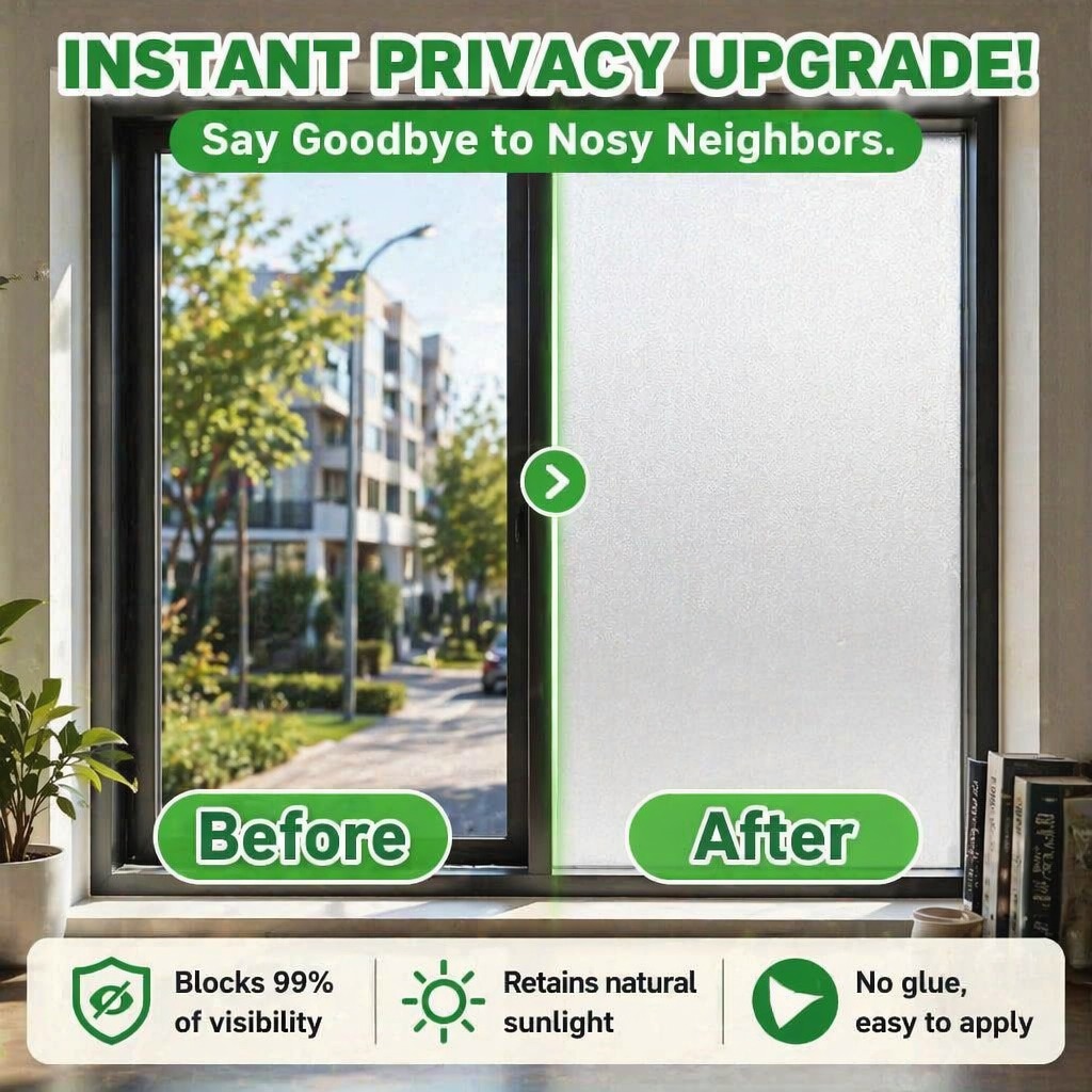 Home Office Bathroom - Frosted Privacy Window Film Translucent Self