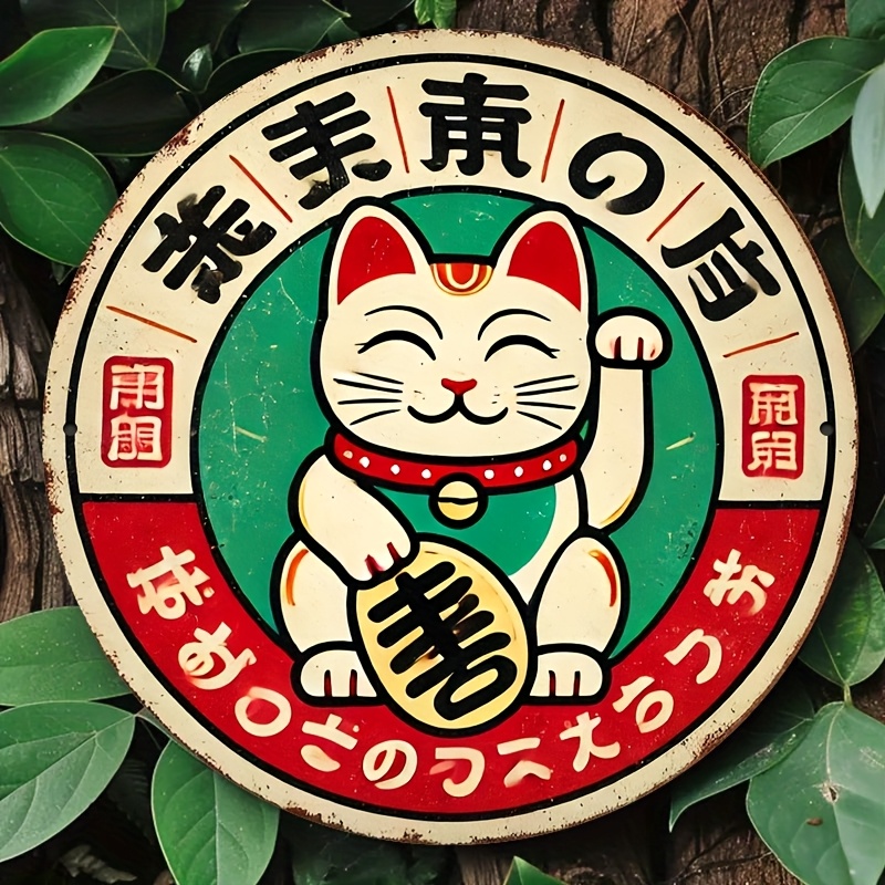 Home Office Bathroom - Vintage Japanese Maneki Neko Cat Metal
