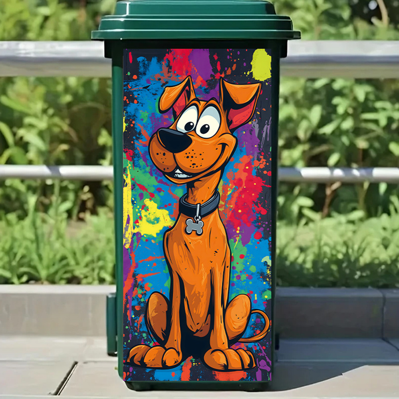 Home Bathroom Trash Can - Adorable Cartoon Dog Rubbish Bin Stickers