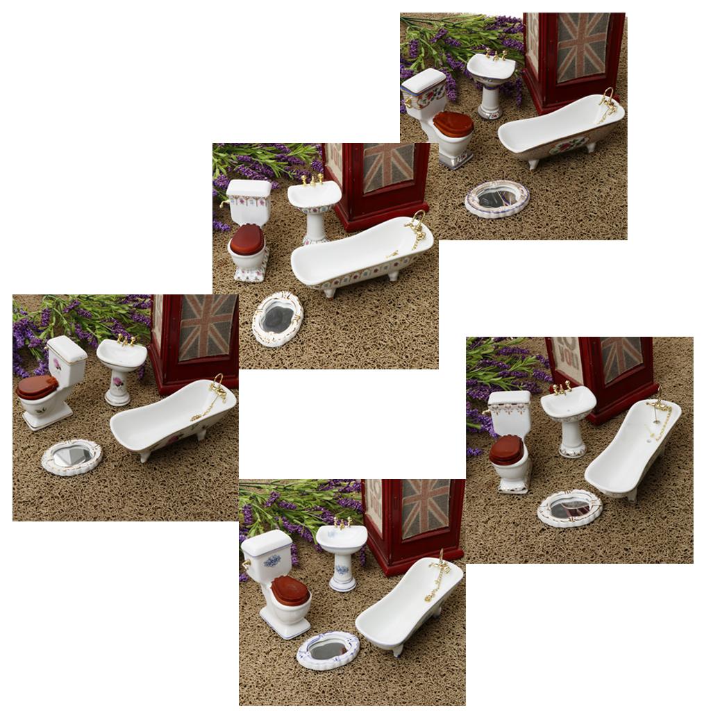 Ceramic Dollhouse Bathroom Set - Home Bathroom Scales 评论和价格