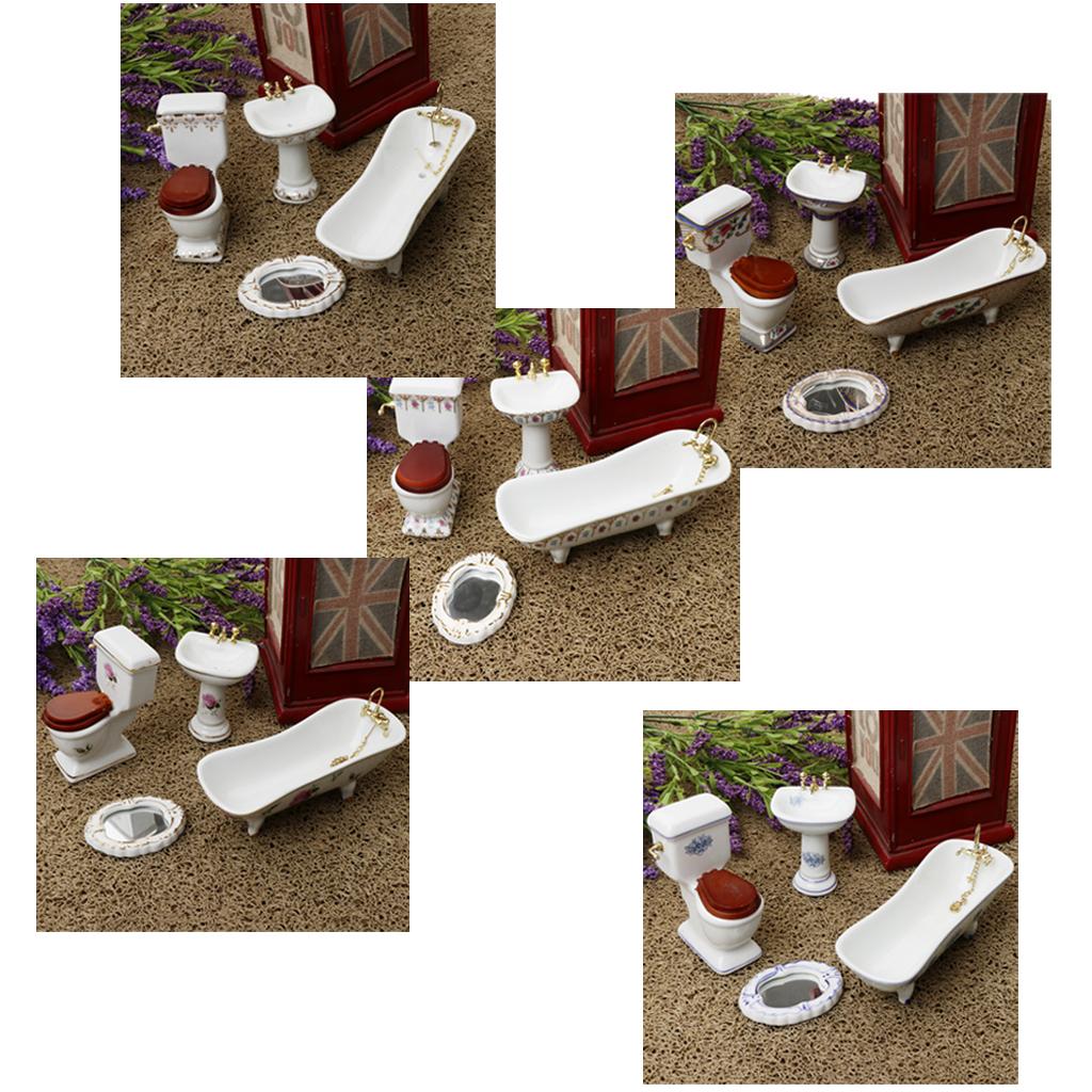 Ceramic Dollhouse Bathroom Set - Home Bathroom Scales 评论和价格