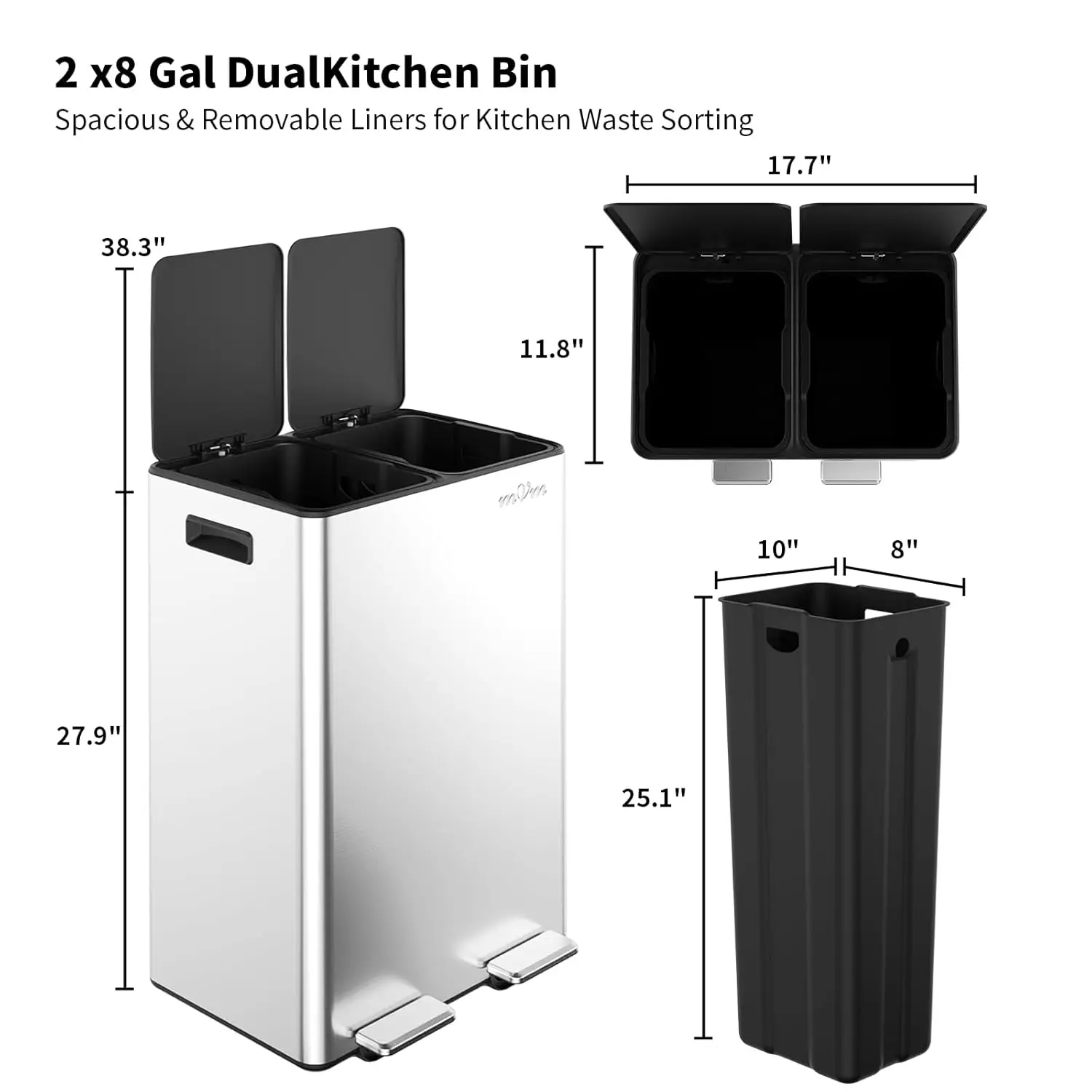 16 Gallon Stainless Steel Dual - Home Bathroom Trash Can 评论和价格
