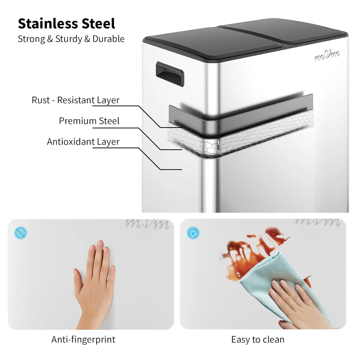 16 Gallon Stainless Steel Dual - Home Bathroom Trash Can 评论和价格
