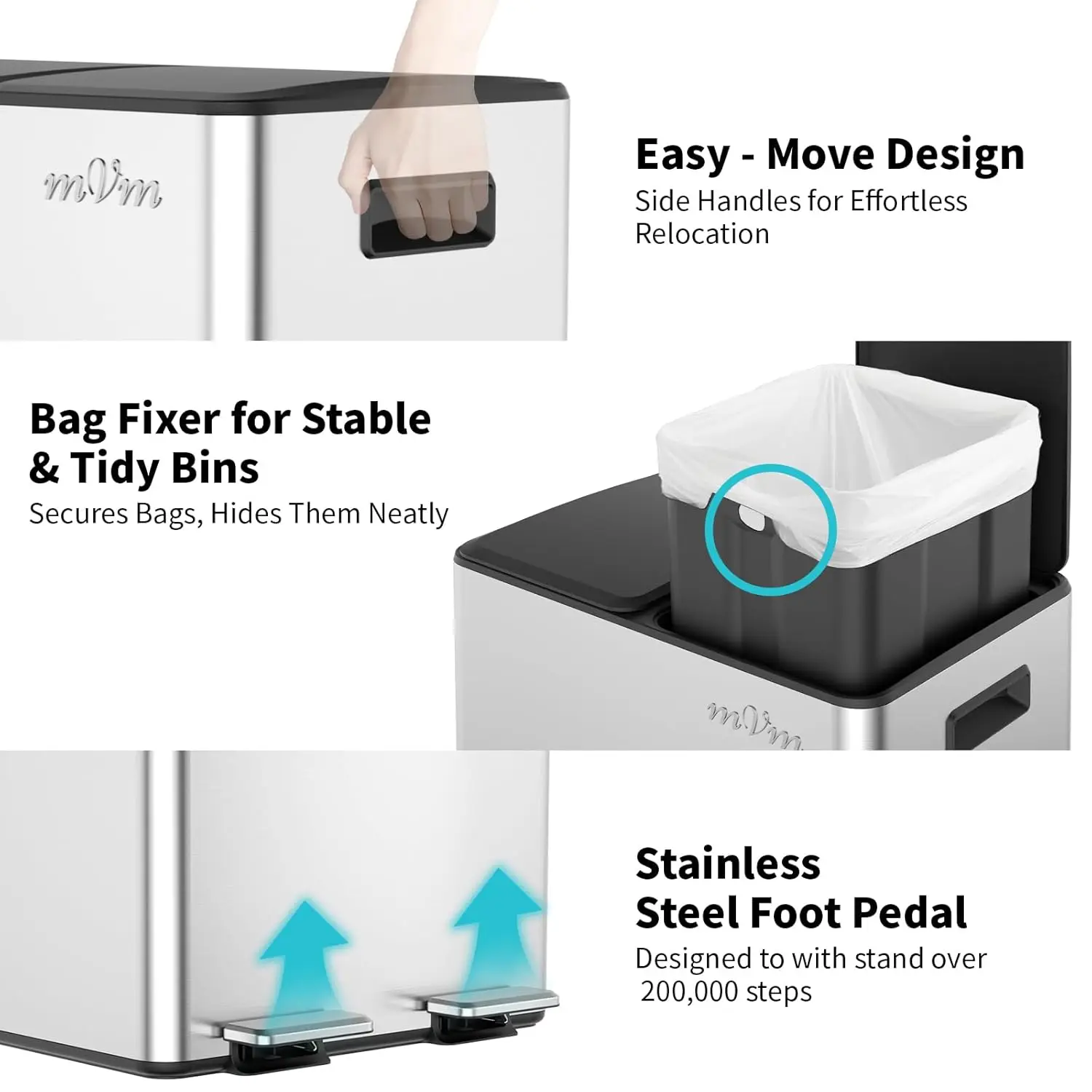 16 Gallon Stainless Steel Dual - Home Bathroom Trash Can 评论和价格