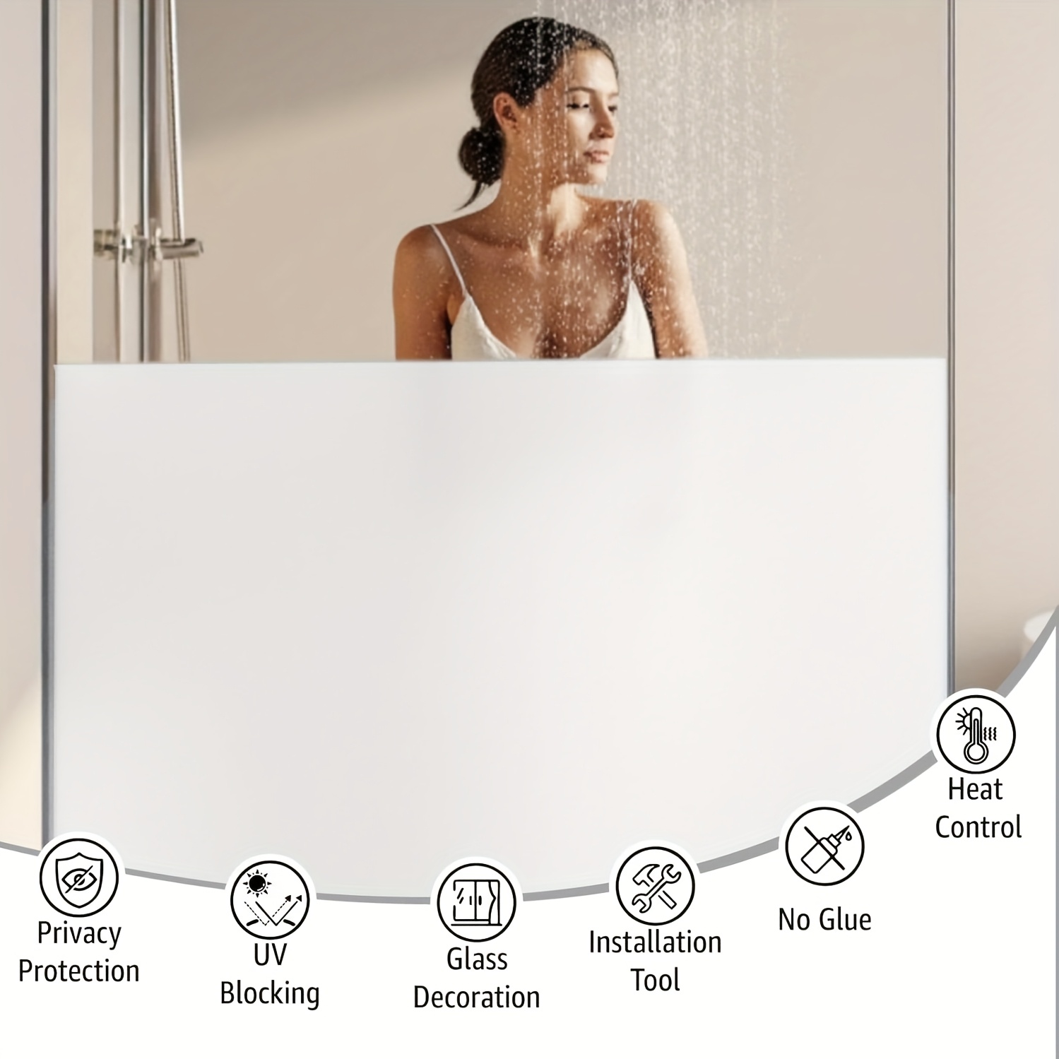 White Frosted Privacy Window F - Home Office Bathroom 评论和价格