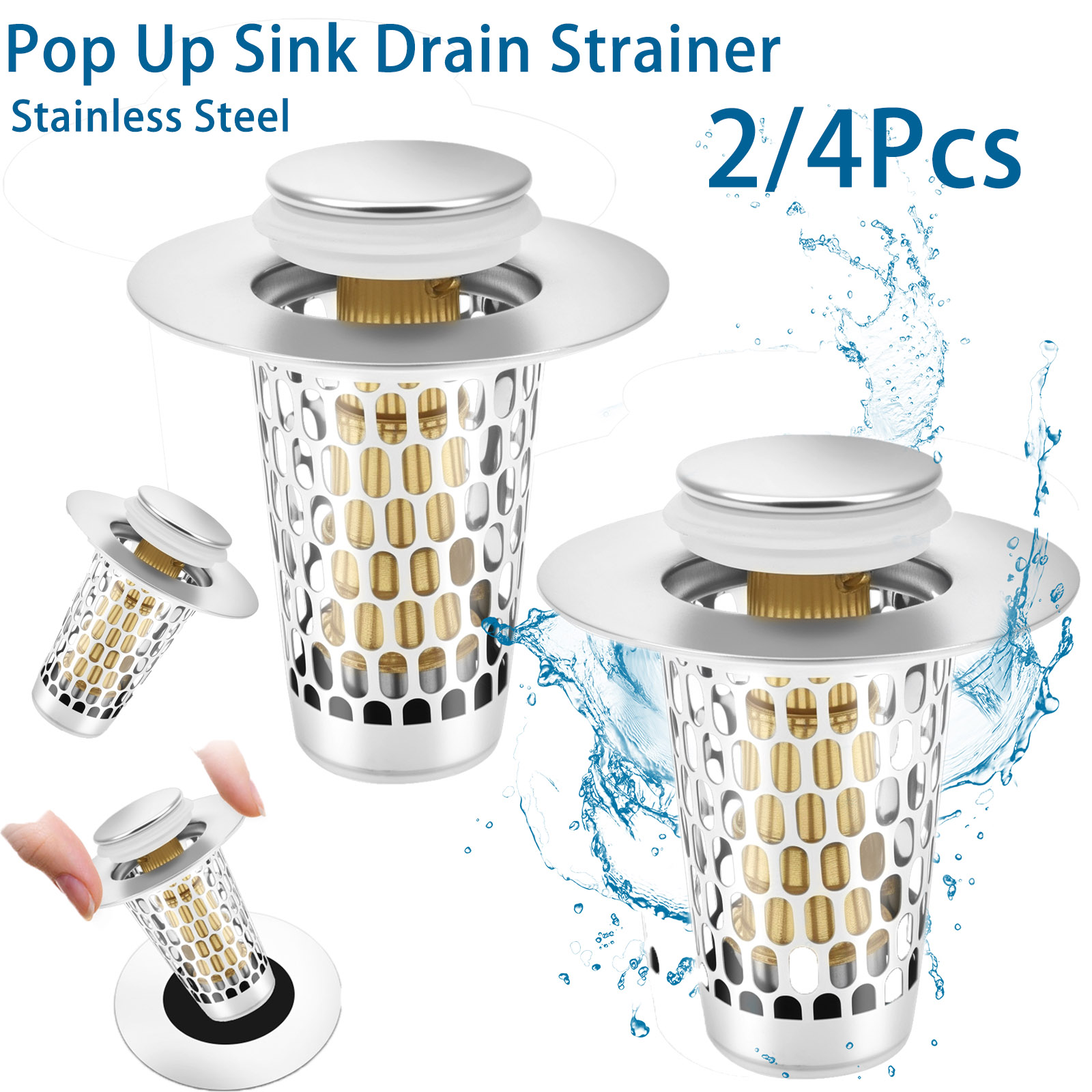 2/4Pc Pop Up Sink Drain Strain - Drain Hair Catcher 评论和价格